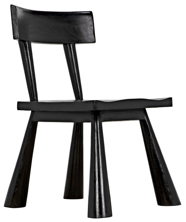 Noir Gilbert Chair - Sculptural Design Dining Chair in Charcoal Black, Ergonomic Comfort & Modern Style AE-213CHB