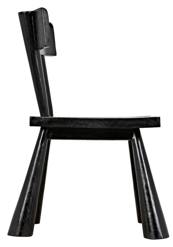 Noir Gilbert Chair - Sculptural Design Dining Chair in Charcoal Black, Ergonomic Comfort & Modern Style AE-213CHB
