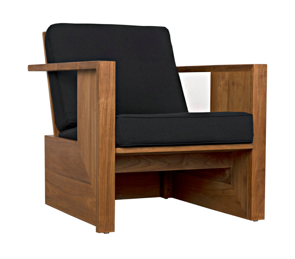 Noir Ungaro Teak Chair - Handcrafted Artisanal Design with Plush Black Cushions for Modern Spaces AE-219T