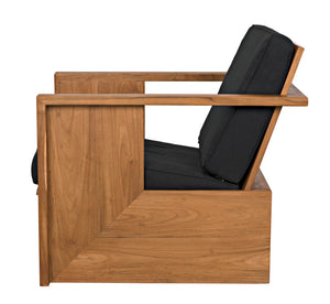 Noir Ungaro Teak Chair - Handcrafted Artisanal Design with Plush Black Cushions for Modern Spaces AE-219T