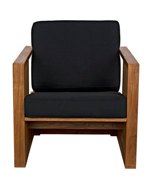Noir Ungaro Teak Chair - Handcrafted Artisanal Design with Plush Black Cushions for Modern Spaces AE-219T