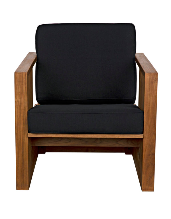 Noir Ungaro Teak Chair - Handcrafted Artisanal Design with Plush Black Cushions for Modern Spaces AE-219T