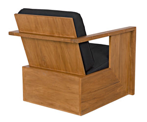 Noir Ungaro Teak Chair - Handcrafted Artisanal Design with Plush Black Cushions for Modern Spaces AE-219T