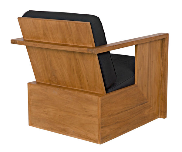 Noir Ungaro Teak Chair - Handcrafted Artisanal Design with Plush Black Cushions for Modern Spaces AE-219T