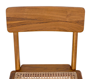 Noir Comet Chair: Handcrafted Teak Elegance with Caned Seat for Dining Rooms & Stylish Living Spaces AE-220T