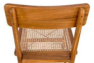 Noir Comet Chair: Handcrafted Teak Elegance with Caned Seat for Dining Rooms & Stylish Living Spaces AE-220T