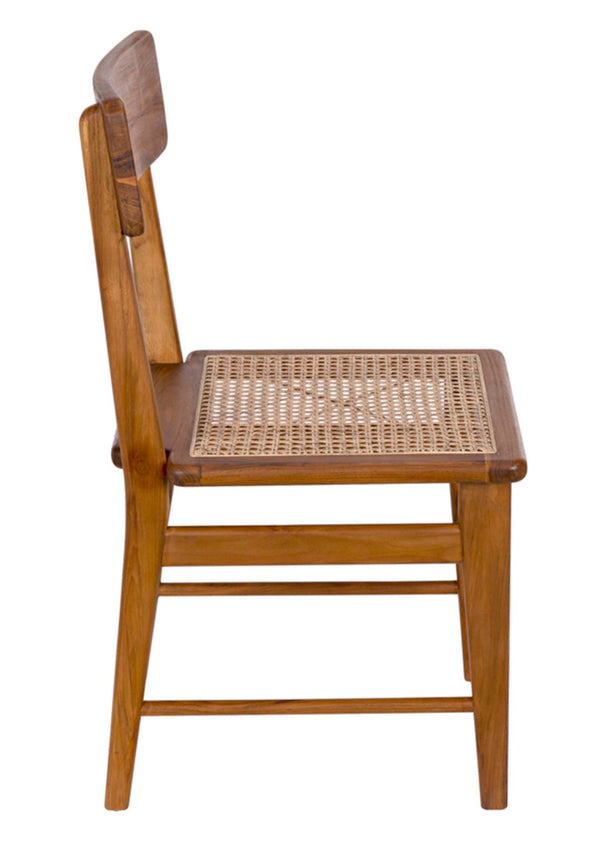 Noir Comet Chair: Handcrafted Teak Elegance with Caned Seat for Dining Rooms & Stylish Living Spaces AE-220T