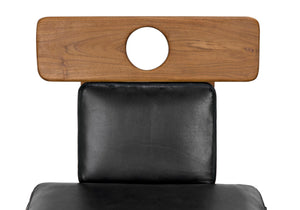 Noir Buraco Dining Chair - Mid-Century Teak Design with Luxurious Black Leather for Elegant Spaces AE-222T