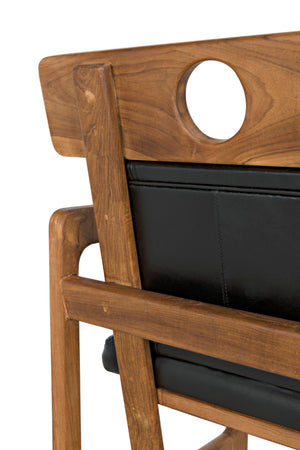 Noir Buraco Arm Chair - Luxurious Teak & Black Leather Comfort for Mid-Century Modern Living Spaces AE-223T