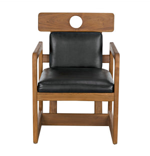 Noir Buraco Arm Chair - Luxurious Teak & Black Leather Comfort for Mid-Century Modern Living Spaces AE-223T