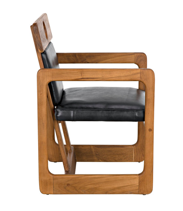Noir Buraco Arm Chair - Luxurious Teak & Black Leather Comfort for Mid-Century Modern Living Spaces AE-223T