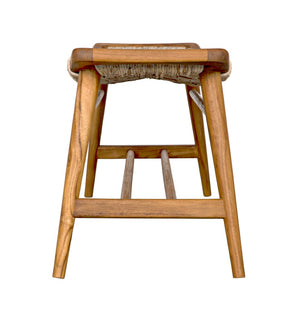 Noir Stockholm Teak Bench with Woven Rush Seagrass Seat - Elegant Scandinavian Design for Any Space AE-225T