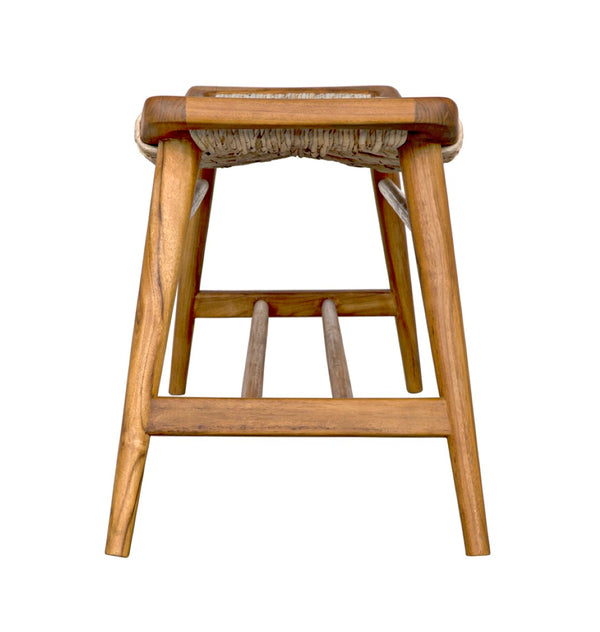 Noir Stockholm Teak Bench with Woven Rush Seagrass Seat - Elegant Scandinavian Design for Any Space AE-225T