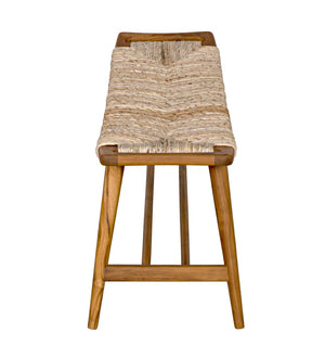 Noir Stockholm Teak Bench with Woven Rush Seagrass Seat - Elegant Scandinavian Design for Any Space AE-225T