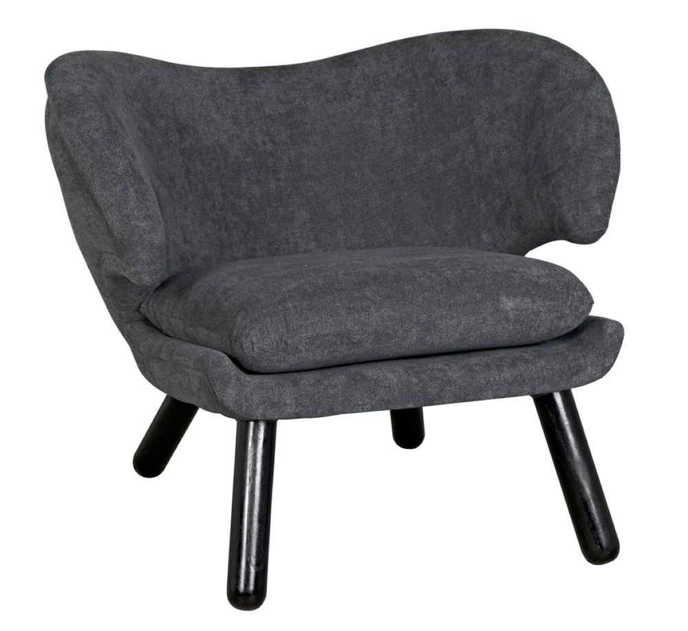 Noir Valerie Chair: Contemporary Comfort with Natural Wood Frame & Soft Grey Fabric for Any Space Charcoal Black AE-230G