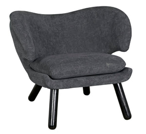 Noir Valerie Chair: Contemporary Comfort with Natural Wood Frame & Soft Grey Fabric for Any Space Charcoal Black AE-230G