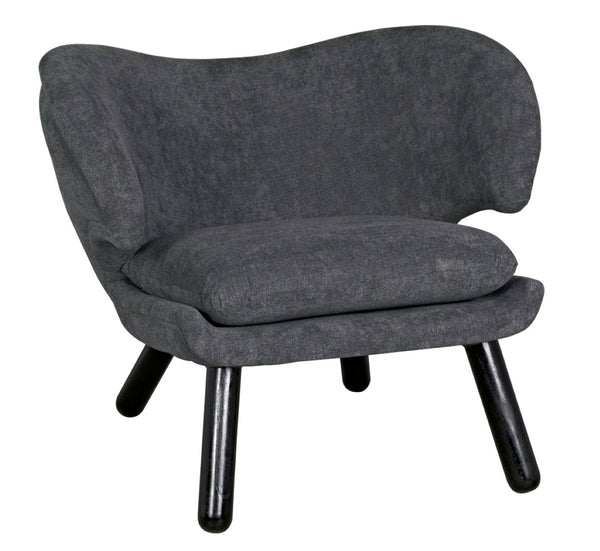 Noir Valerie Chair: Contemporary Comfort with Natural Wood Frame & Soft Grey Fabric for Any Space Charcoal Black AE-230G