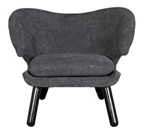 Noir Valerie Chair: Contemporary Comfort with Natural Wood Frame & Soft Grey Fabric for Any Space Charcoal Black AE-230G