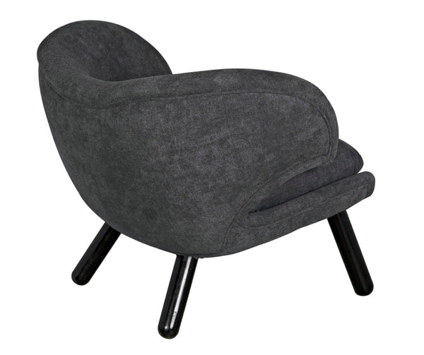 Noir Valerie Chair: Contemporary Comfort with Natural Wood Frame & Soft Grey Fabric for Any Space Charcoal Black AE-230G