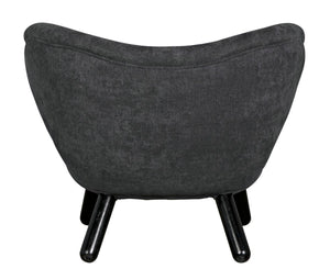 Noir Valerie Chair: Contemporary Comfort with Natural Wood Frame & Soft Grey Fabric for Any Space Charcoal Black AE-230G