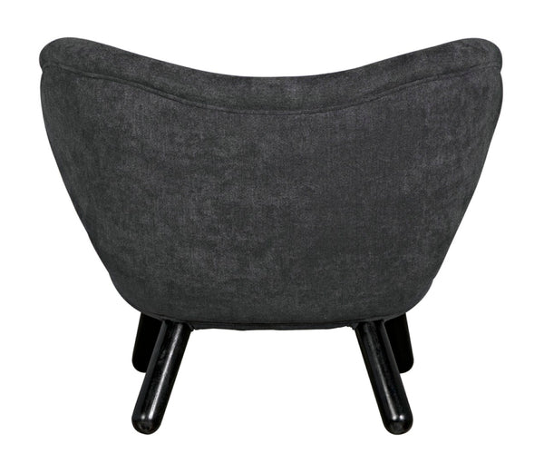 Noir Valerie Chair: Contemporary Comfort with Natural Wood Frame & Soft Grey Fabric for Any Space Charcoal Black AE-230G