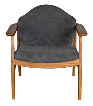 Noir Vittorio Chair - Handcrafted Grey Upholstered Accent Chair for Modern & Transitional Interiors AE-231G