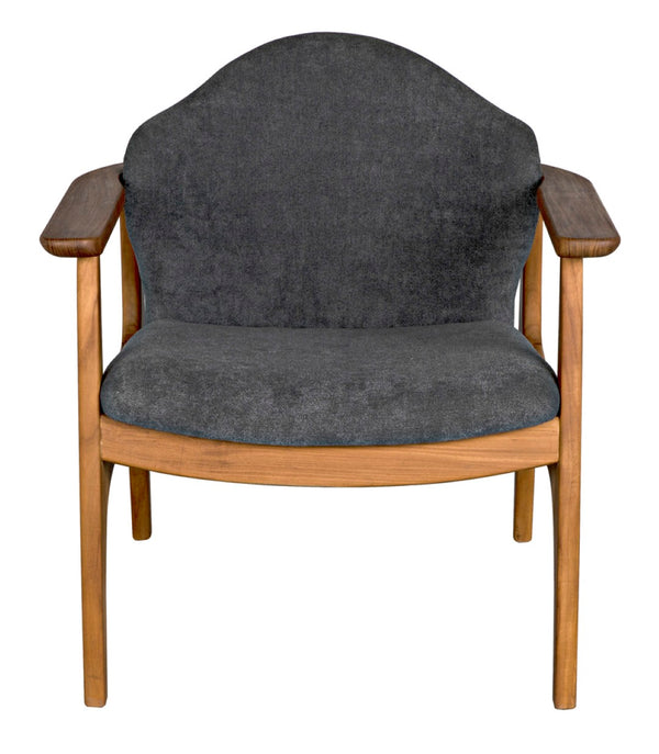 Noir Vittorio Chair - Handcrafted Grey Upholstered Accent Chair for Modern & Transitional Interiors AE-231G