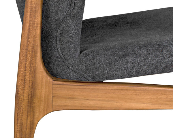 Noir Vittorio Chair - Handcrafted Grey Upholstered Accent Chair for Modern & Transitional Interiors AE-231G