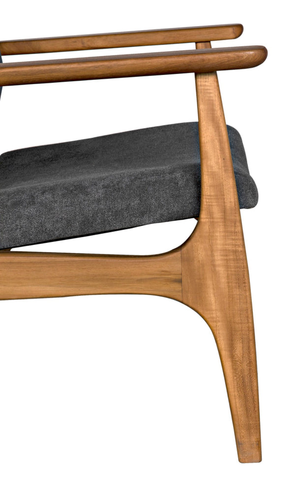 Noir Vittorio Chair - Handcrafted Grey Upholstered Accent Chair for Modern & Transitional Interiors AE-231G