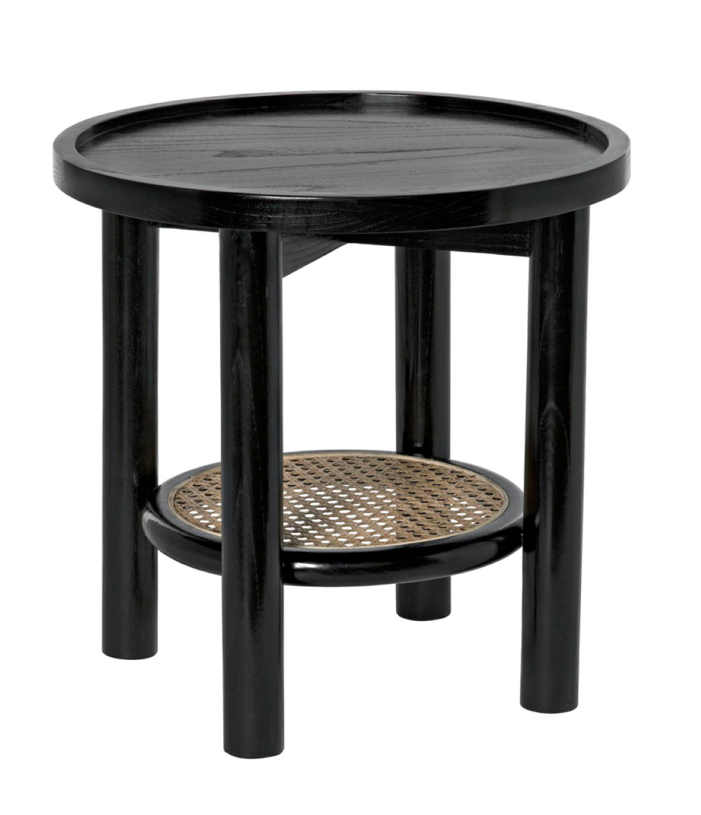 Noir Hide Away Side Table - Handcrafted Charcoal Black Accent Table for Living Room & Bedroom Use AE-233CHB