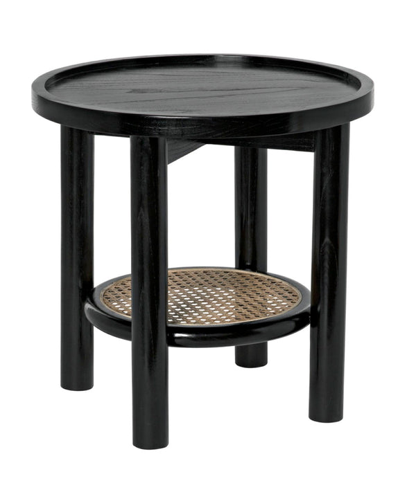 Noir Hide Away Side Table - Handcrafted Charcoal Black Accent Table for Living Room & Bedroom Use AE-233CHB