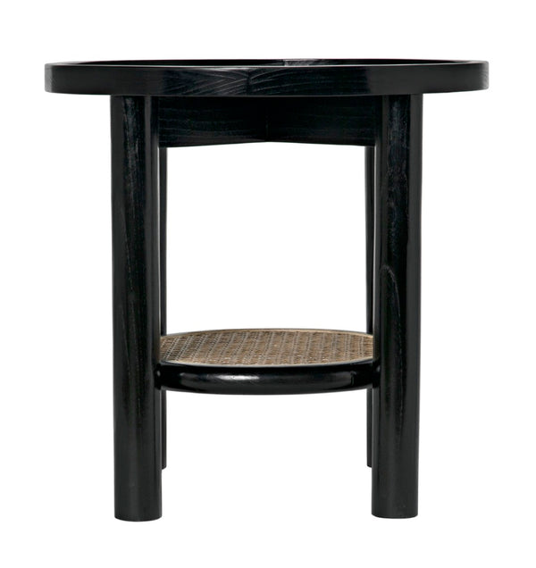 Noir Hide Away Side Table - Handcrafted Charcoal Black Accent Table for Living Room & Bedroom Use AE-233CHB