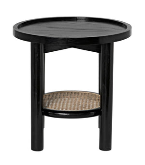 Noir Hide Away Side Table - Handcrafted Charcoal Black Accent Table for Living Room & Bedroom Use AE-233CHB