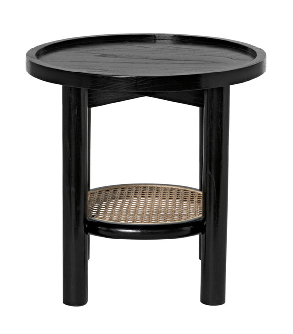 Noir Hide Away Side Table - Handcrafted Charcoal Black Accent Table for Living Room & Bedroom Use AE-233CHB