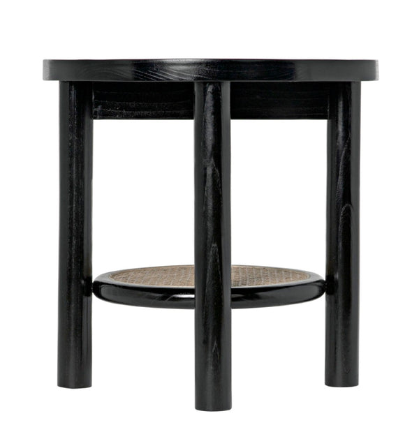 Noir Hide Away Side Table - Handcrafted Charcoal Black Accent Table for Living Room & Bedroom Use AE-233CHB
