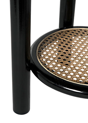 Noir Hide Away Side Table - Handcrafted Charcoal Black Accent Table for Living Room & Bedroom Use AE-233CHB