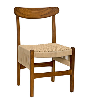 Noir Shagira Chair - Handcrafted Teak & Woven Rope for Timeless Style in Modern or Coastal Spaces AE-236T