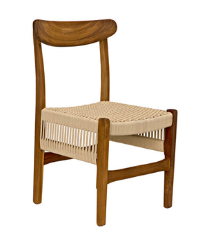 Noir Shagira Chair - Handcrafted Teak & Woven Rope for Timeless Style in Modern or Coastal Spaces AE-236T