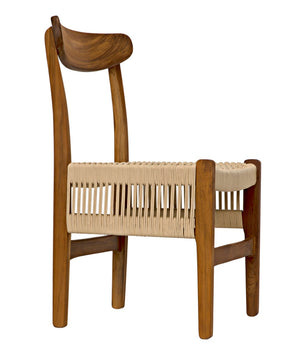 Noir Shagira Chair - Handcrafted Teak & Woven Rope for Timeless Style in Modern or Coastal Spaces AE-236T