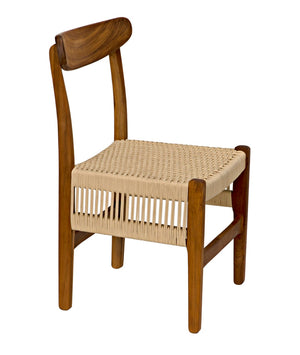 Noir Shagira Chair - Handcrafted Teak & Woven Rope for Timeless Style in Modern or Coastal Spaces AE-236T