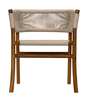 Noir Conrad Chair - Handcrafted Teak Dining Chair with Woven Rope Seat for Timeless Elegance & Comfort AE-237T