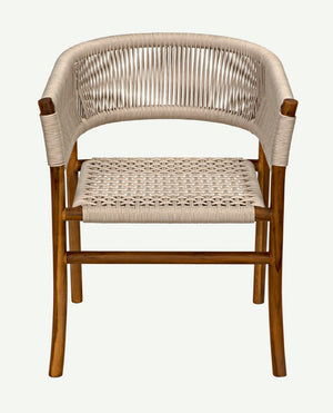 Noir Conrad Chair - Handcrafted Teak Dining Chair with Woven Rope Seat for Timeless Elegance & Comfort AE-237T