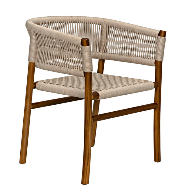 Noir Conrad Chair - Handcrafted Teak Dining Chair with Woven Rope Seat for Timeless Elegance & Comfort AE-237T