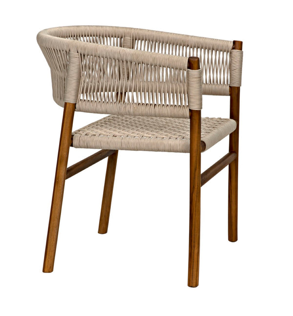 Noir Conrad Chair - Handcrafted Teak Dining Chair with Woven Rope Seat for Timeless Elegance & Comfort AE-237T