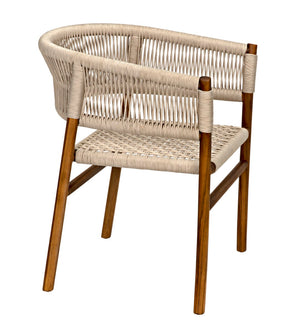 Noir Conrad Chair - Handcrafted Teak Dining Chair with Woven Rope Seat for Timeless Elegance & Comfort AE-237T