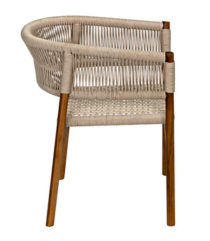Noir Conrad Chair - Handcrafted Teak Dining Chair with Woven Rope Seat for Timeless Elegance & Comfort AE-237T