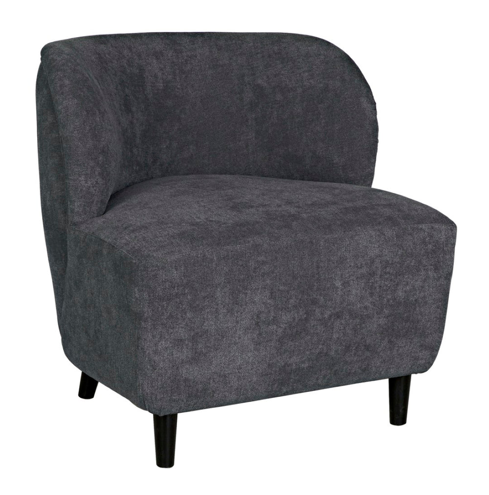 Noir Laffont Chair - Elegant Ocean Grey Upholstered Accent Seat with Solid Wood Frame for Timeless Style Charcoal Black AE-240G
