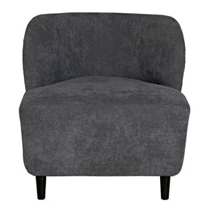 Noir Laffont Chair - Elegant Ocean Grey Upholstered Accent Seat with Solid Wood Frame for Timeless Style Charcoal Black AE-240G