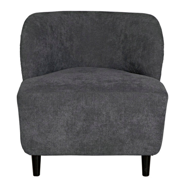 Noir Laffont Chair - Elegant Ocean Grey Upholstered Accent Seat with Solid Wood Frame for Timeless Style Charcoal Black AE-240G