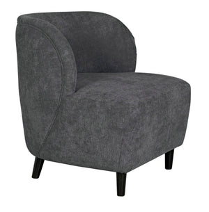 Noir Laffont Chair - Elegant Ocean Grey Upholstered Accent Seat with Solid Wood Frame for Timeless Style Charcoal Black AE-240G